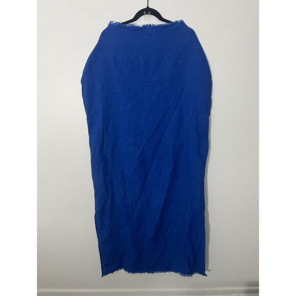 Desert Veil Blue Linen Kaftan Dress With Pockets Size Medium - Picture 6 of 11